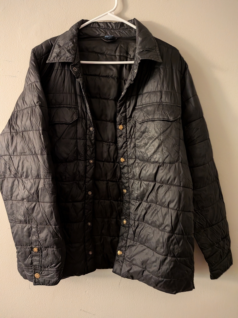 George Black Quilted Snap-Front Puffer Jacket